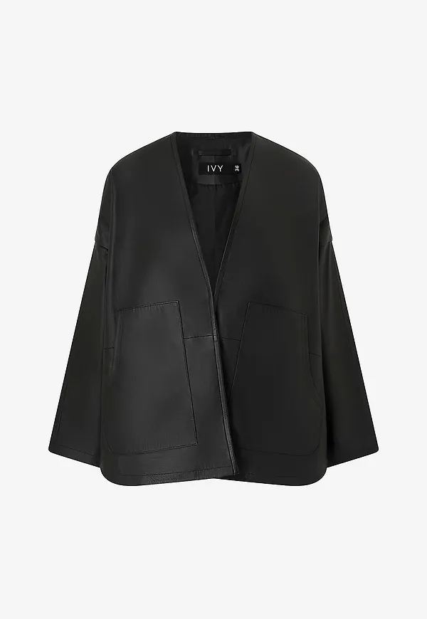 IVY Copenhagen - Jacka Ivy-Kylie Leather Cardigan - Svart