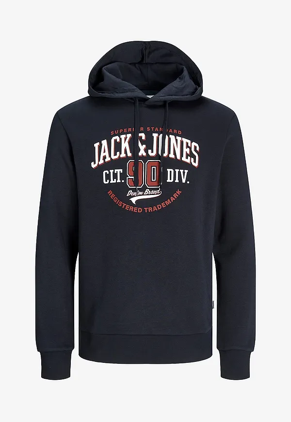 Jack & Jones Plus - Huvtröja jjeLogo Sweat Hood - Blå