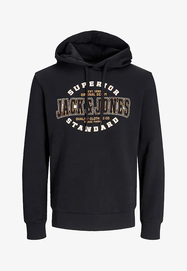 Jack & Jones Plus - Huvtröja jjeLogo Sweat Hood - Svart