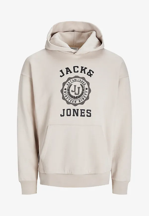 Jack & Jones - Huvtröja jjVicto Sweat Hood - Beige