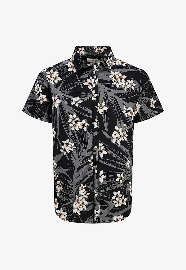 Jack & Jones Plus - Skjorta jjHawaii Aop Shirt SS Pls - Svart
