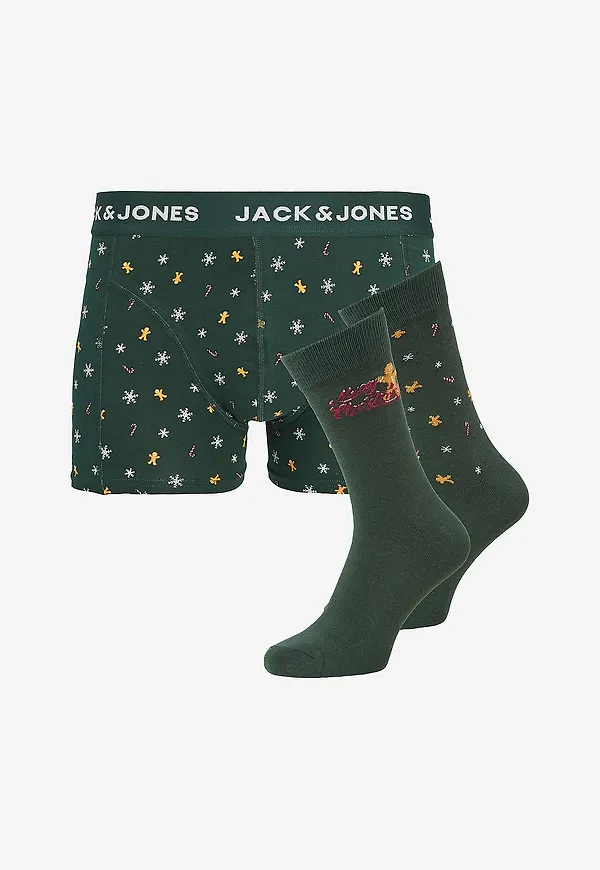 Jack & Jones - Boxerkalsonger Jacxmas Gingerbread Giftbox - Grön