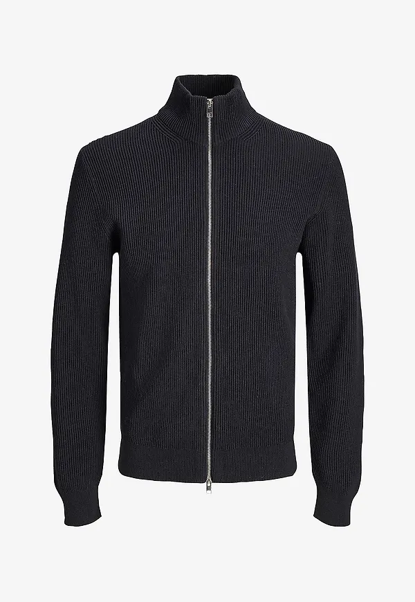 Jack & Jones - Cardigan Jjeperfect Rib Knit Full Zip Cardig - Svart