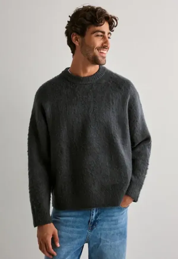 Jack & Jones Jcocover Knit Brushed Crew Neck Sweatshirts Grå