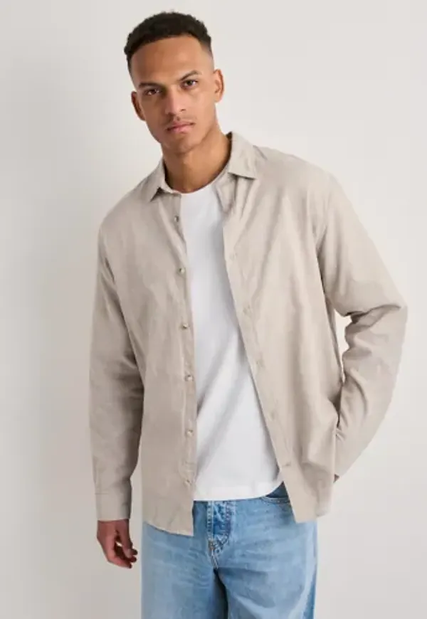 Jack & Jones Jjesummer Linen Blend Shirt L/S Sn Linneskjortor Beige