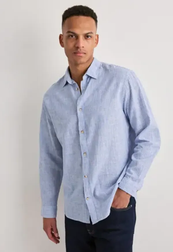 Jack & Jones Jjesummer Linen Blend Shirt L/S Sn Randiga skjortor Blå