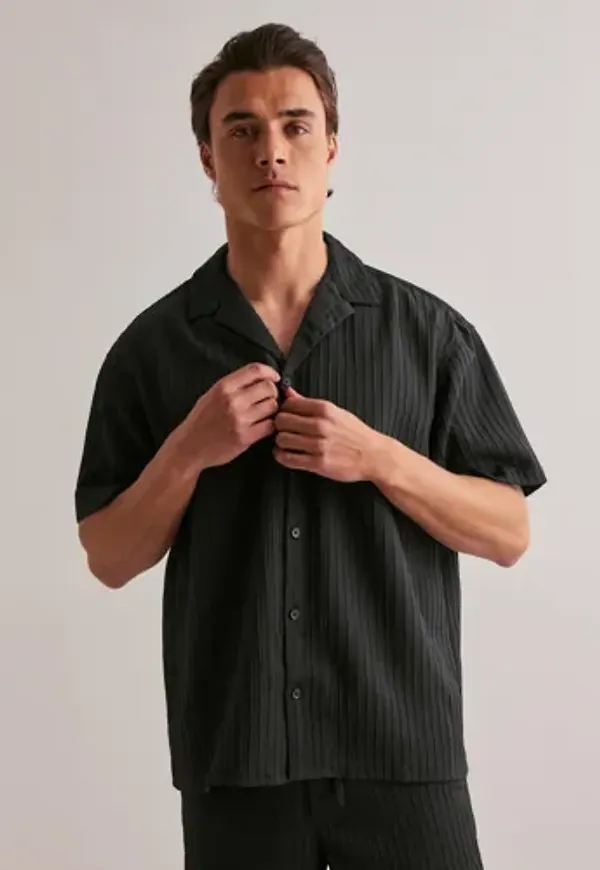 Jack & Jones Jjmassimo Resort Shirt Ss Ln Randiga skjortor Svart
