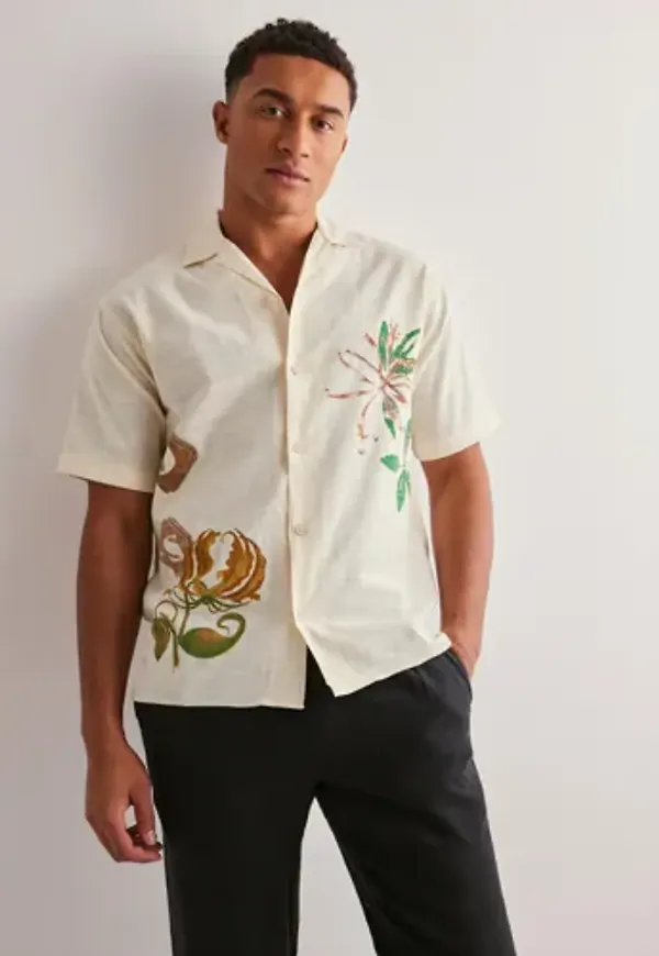Jack & Jones Jorluke Retiro Aop Shirt Ss SE25 Mönstrade skjortor Vit