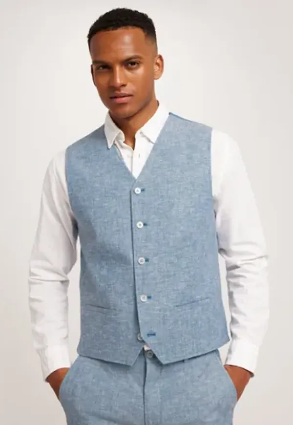 Jack & Jones Jprriviera Linen Waistcoat Kostymvästar Blå