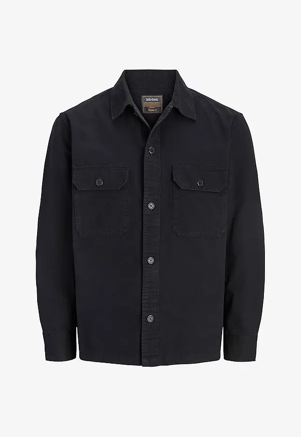 Jack & Jones - Overshirt Jjecolton Canvas Overshirt Ls Sn - Svart