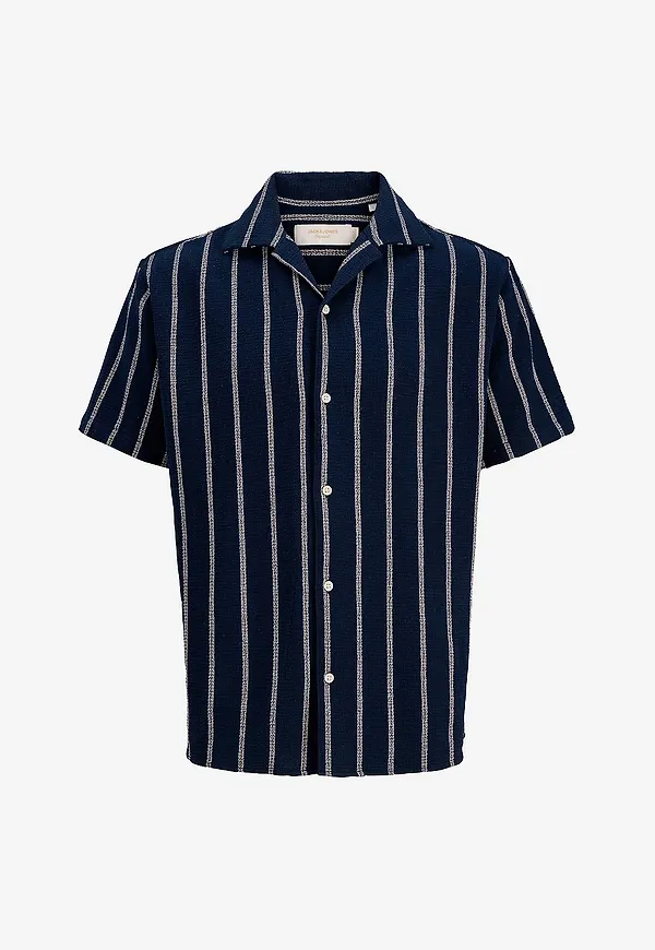 Jack & Jones - Skjorta jorCoba Stripe Resort Shirt SS SN - Blå