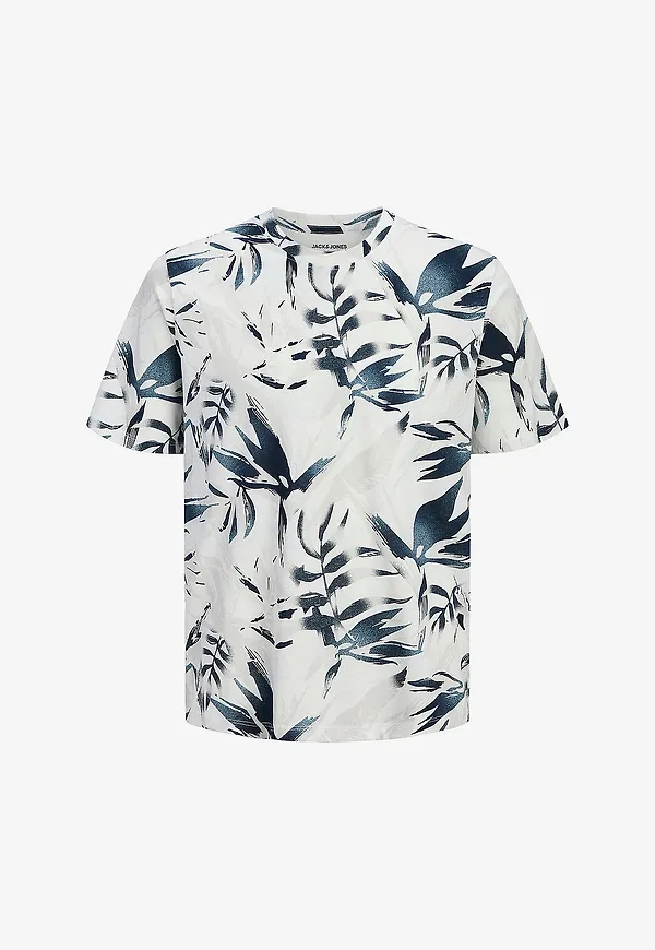Jack & Jones - T-shirt jjHonolulu Aop Tee SS Crew Neck - Vit