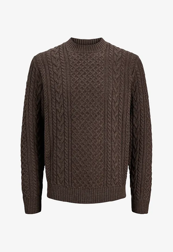 Jack & Jones - Tröja Jprblucallum Cable Knit Crew Neck - Brun
