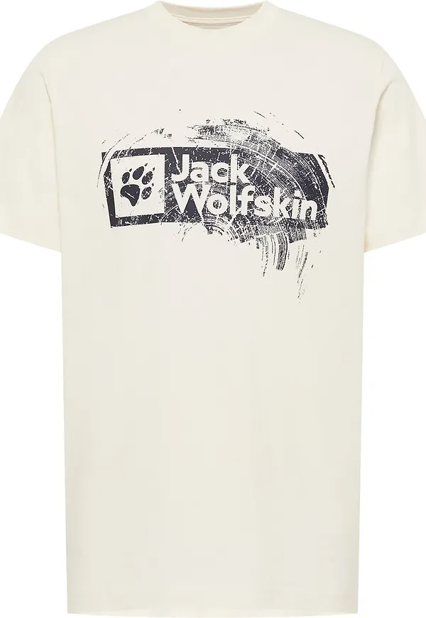 Jack Wolfskin Men's Brand Tee Wood Cotton White