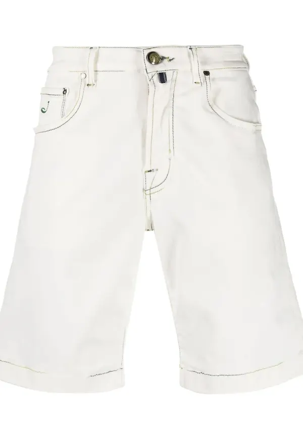 Jacob Cohën shorts med kontrastsöm - Vit