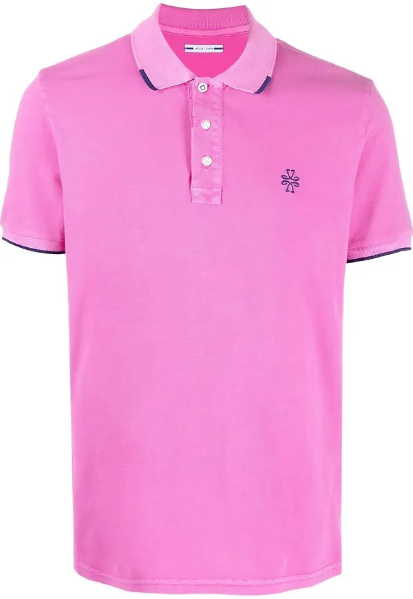 Jacob Cohën pikétröja med broderad design - Rosa