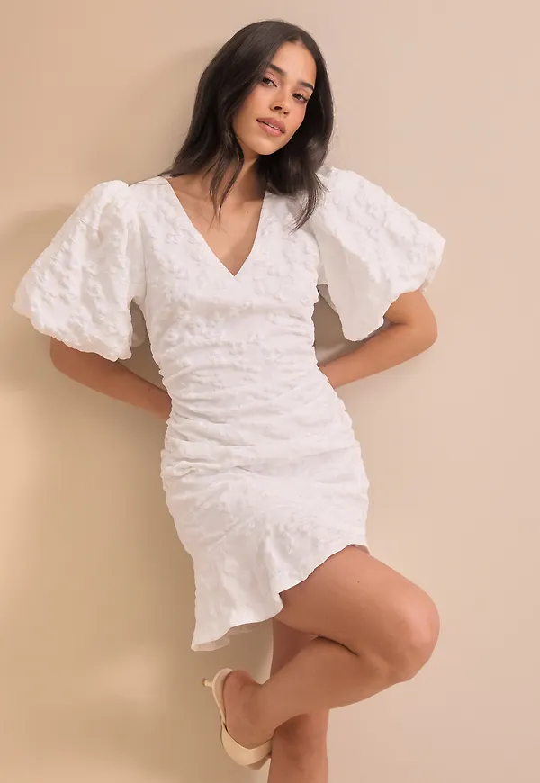 Jacquard Flounce Short Dress