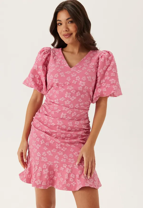 Jacquard Flounce Short Dress