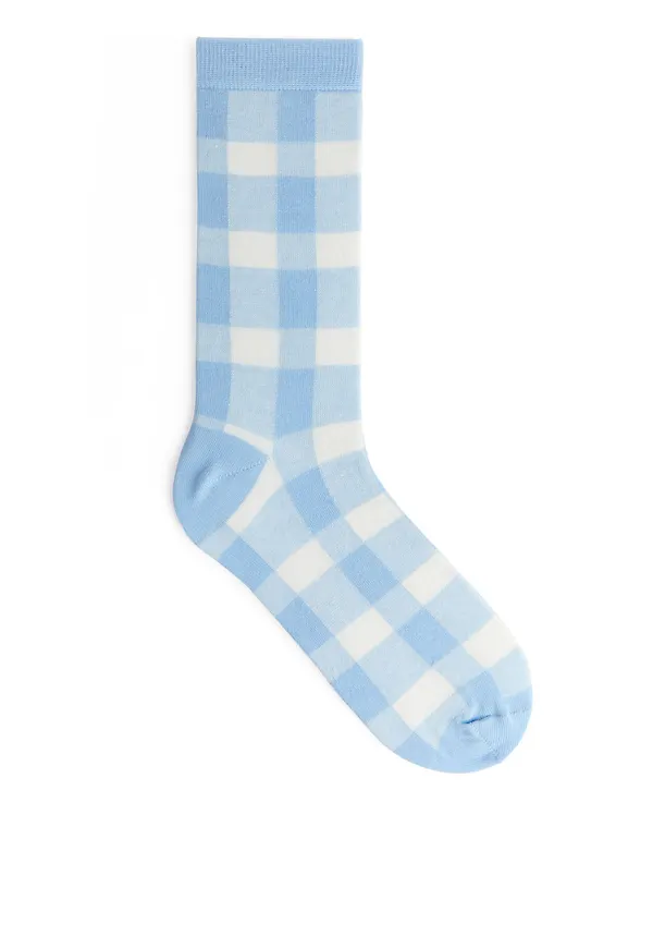 Jacquard-Knitted Socks - Blue