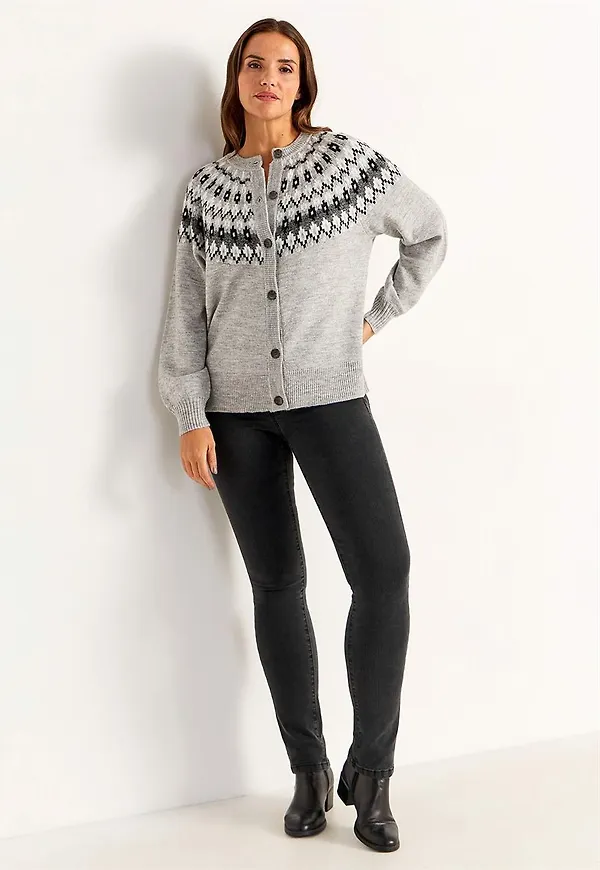 Jacquardmönstrad cardigan