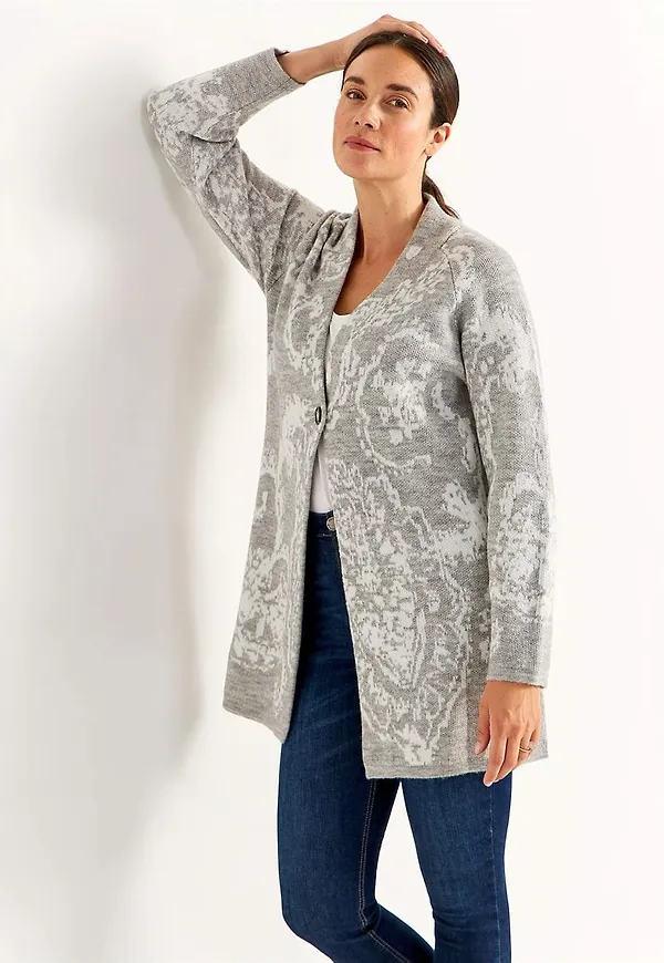 Jacquardstickad cardigan