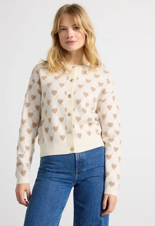 Jacquardstickad Cardigan