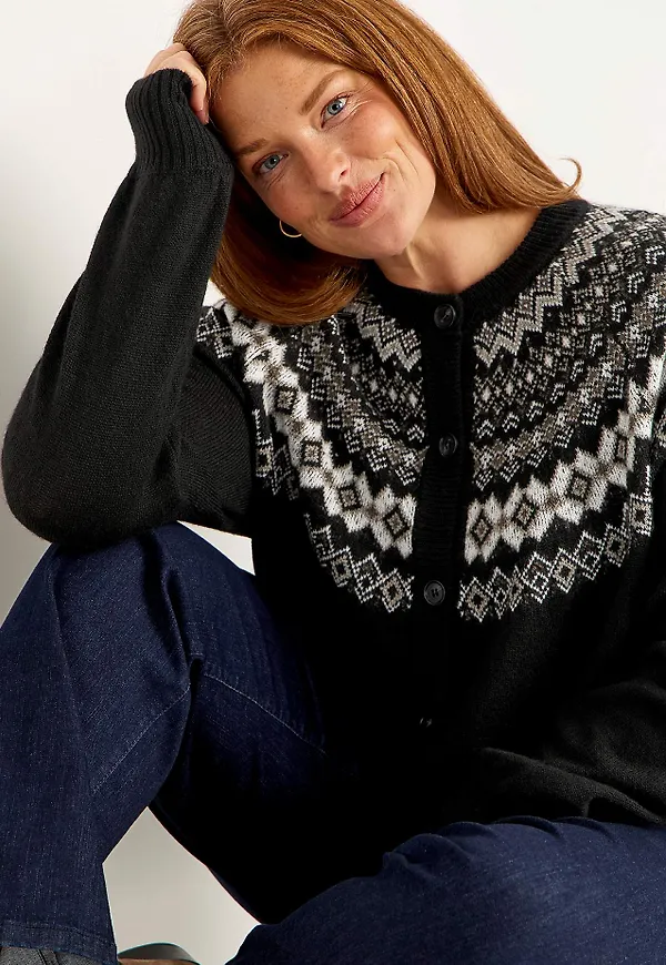 Jacquardstickad cardigan
