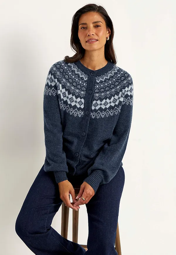 Jacquardstickad cardigan