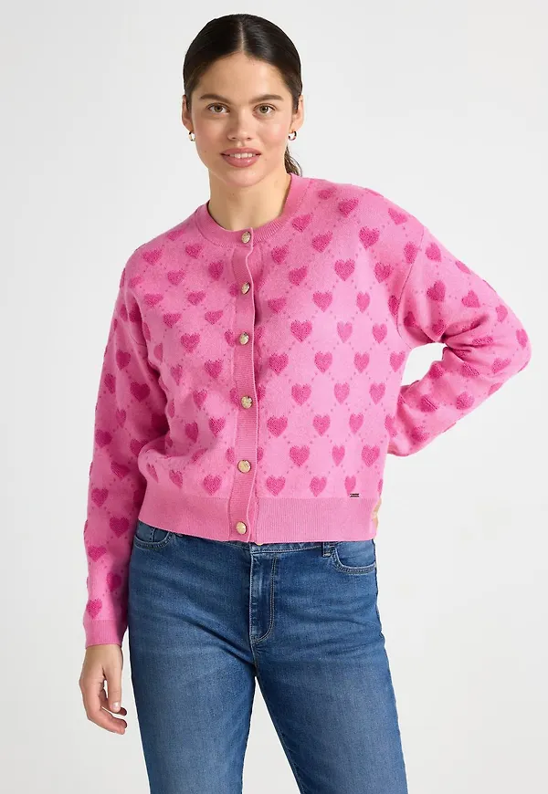 Jacquardstickad Cardigan