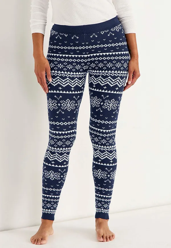 Jacquardstickade, mönstrade leggings