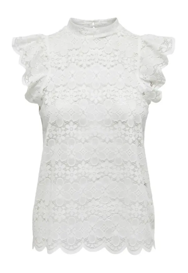 Jacqueline de Yong, Blusar & Skjortor , Dam, M, Polyester, Vit Rynkad Hög Hals Tank Top