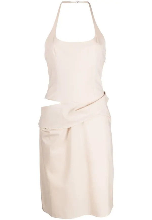 Jacquemus asymmetrisk klänning med halterneck - Neutral