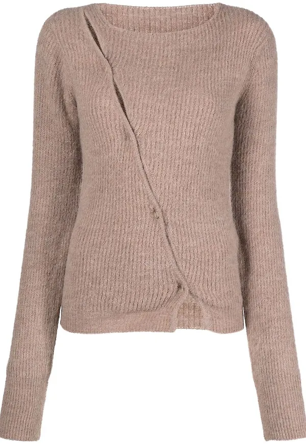 Jacquemus asymmetrisk stickad kofta - Brun