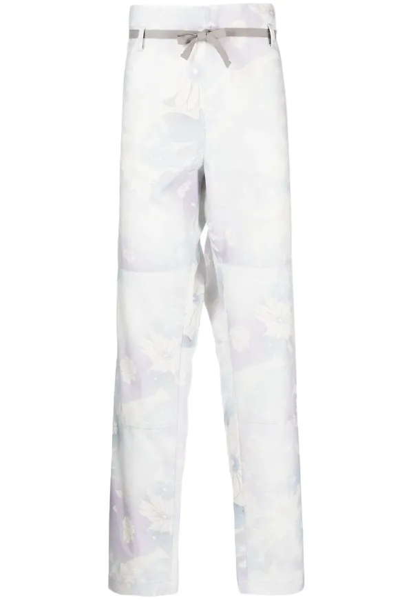 Jacquemus blommiga byxor med dragsko - Vit