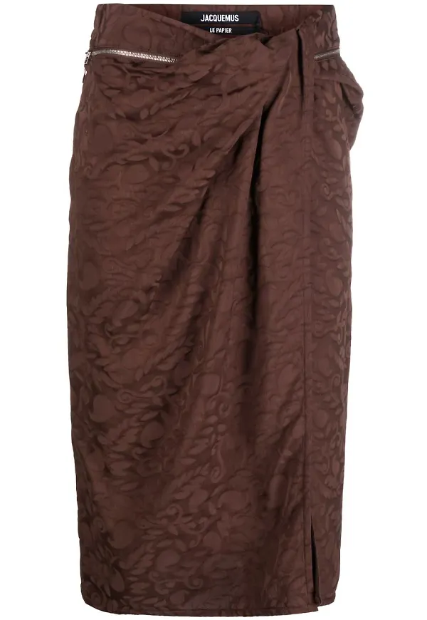 Jacquemus Bodri draperad midikjol - Brun