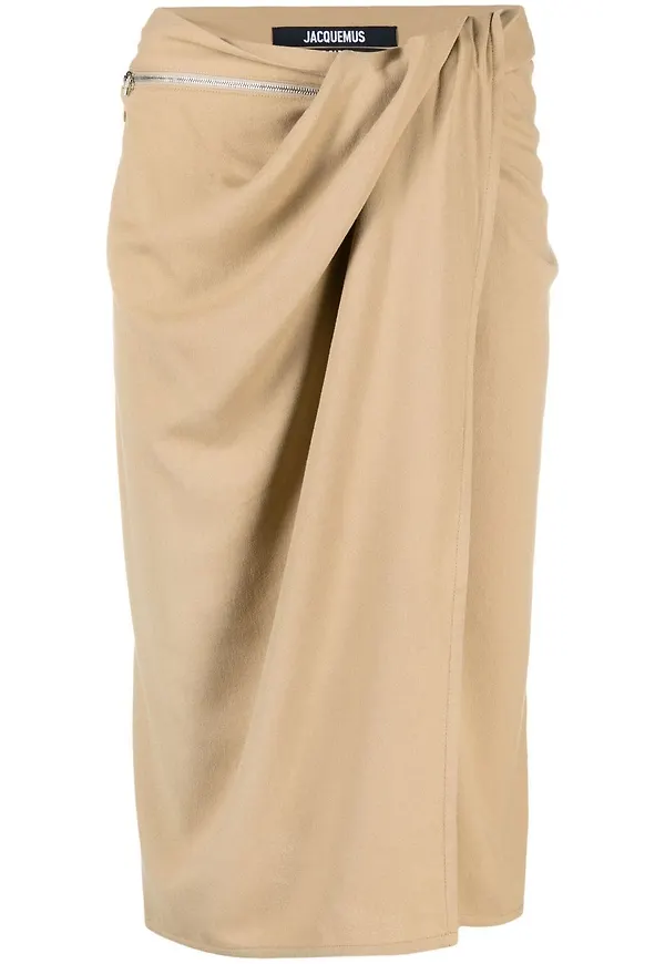 Jacquemus Bodri draperad midikjol - Neutral