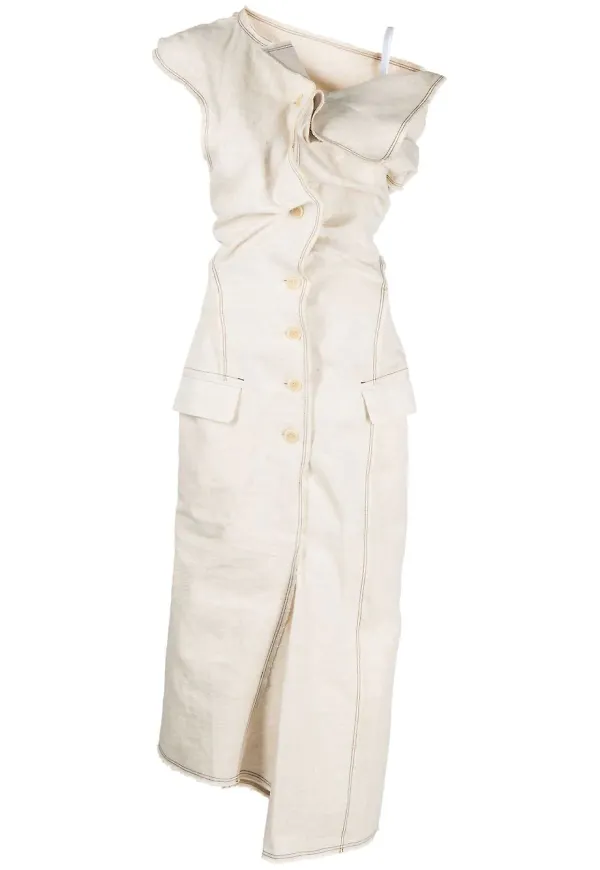 Jacquemus Camargue asymmetrisk maxiklänning - Neutral