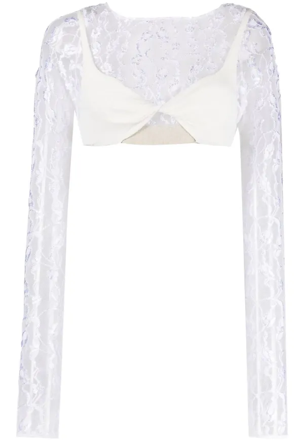 Jacquemus croptop med spetspanel - Vit