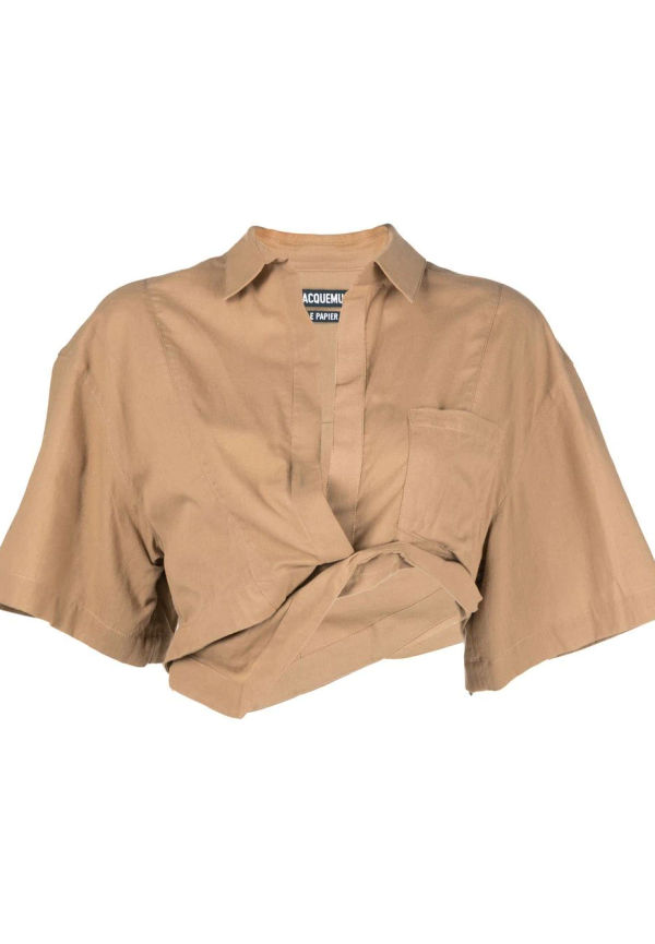 Jacquemus draperad kort skjorta - Neutral
