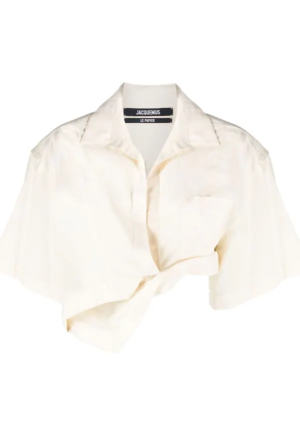 Jacquemus draperad kort skjorta - Neutral