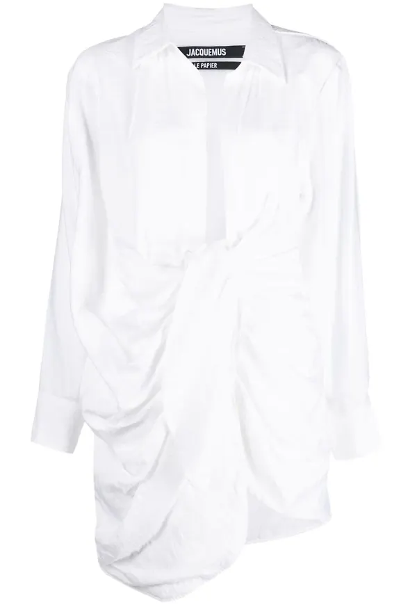 Jacquemus draperad skjortklänning - Vit
