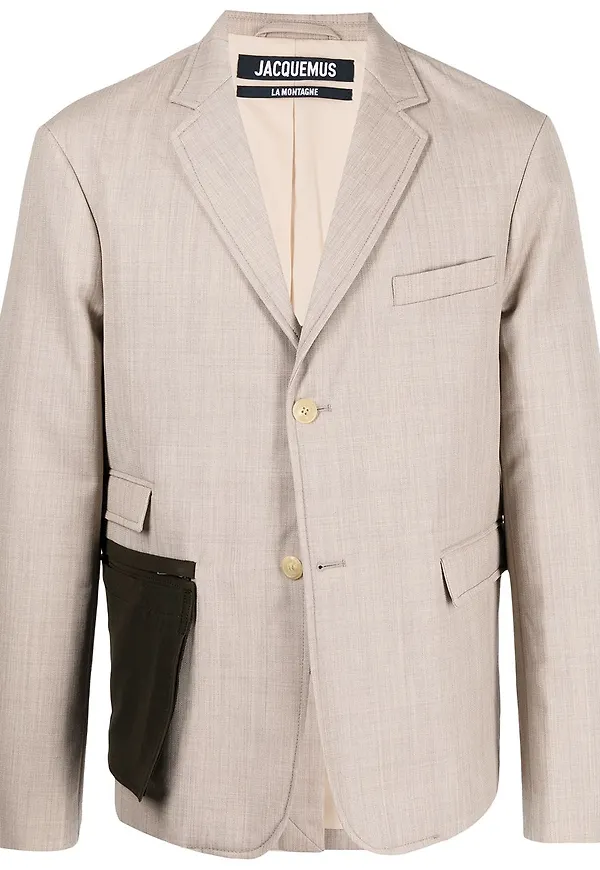 Jacquemus enkelknäppt blazer med ficka - Brun