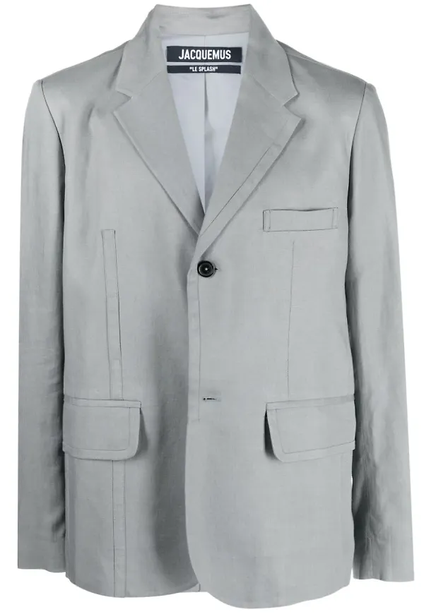 Jacquemus enkelknäppt blazer med stygndetalj - Grå