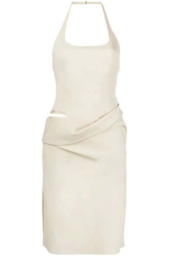 Jacquemus halterneck-klänning med utskuren detalj - Vit