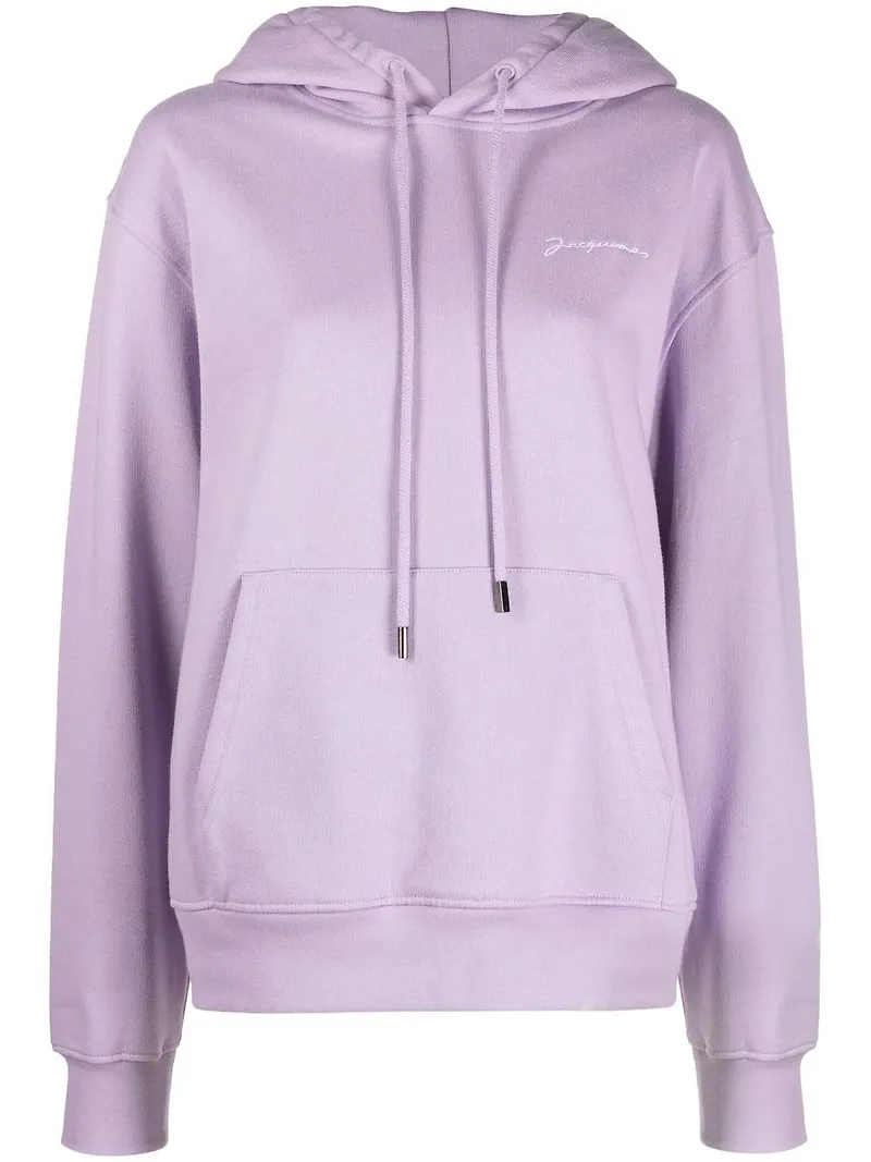 Jacquemus hoodie med broderad logotyp - Lila