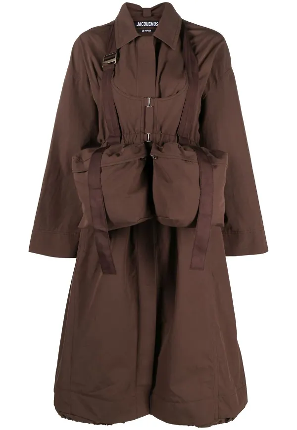 Jacquemus kappa med cargoficka - Brun