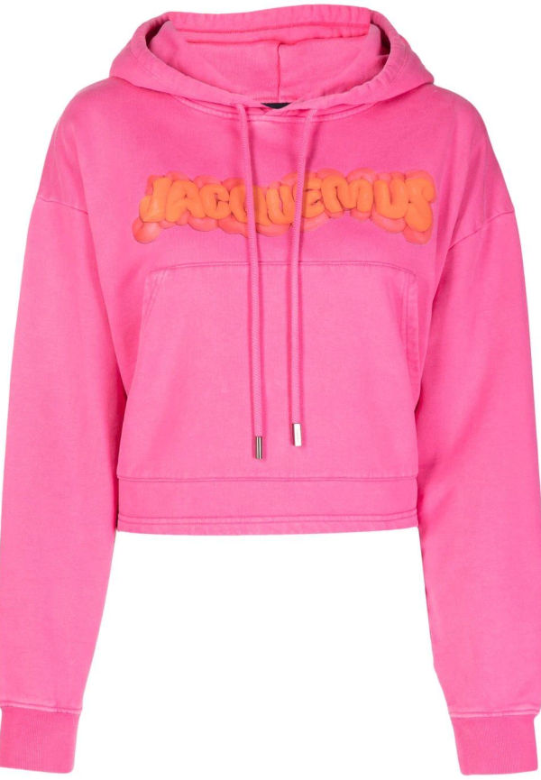 Jacquemus kort hoodie med logotyp - Rosa