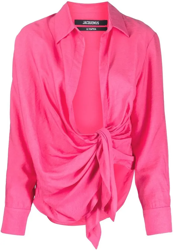 Jacquemus La Chemise Bahia draperad skjorta - Rosa
