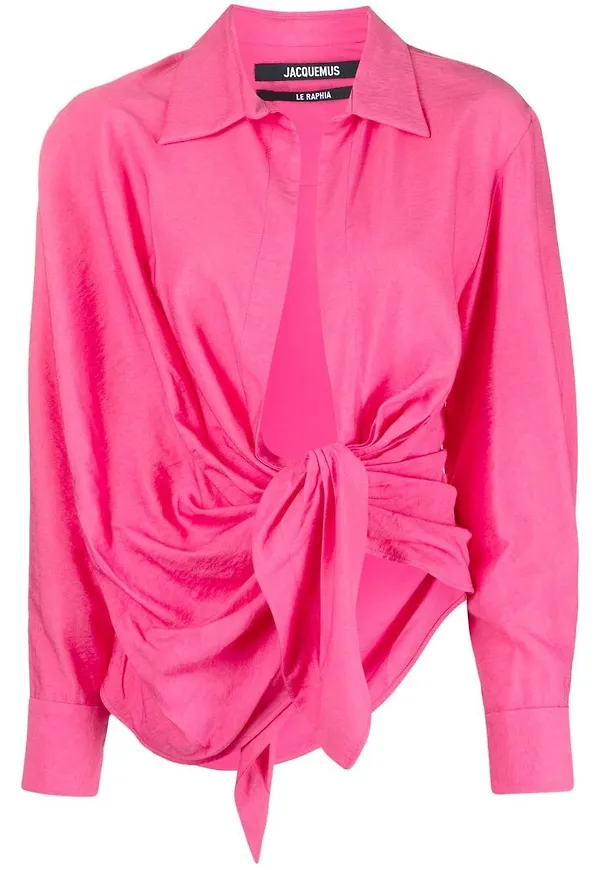 Jacquemus La Chemise Bahia draperad skjorta - Rosa