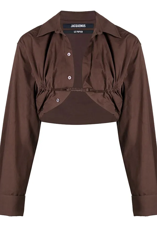 Jacquemus La Chemise Machou croptop - Brun